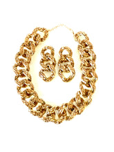 Load image into Gallery viewer, Chunky Gold Chain Statement Necklace and Earrings Set

