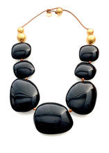 Load image into Gallery viewer, Black and Gold Chunky Bead Necklace
