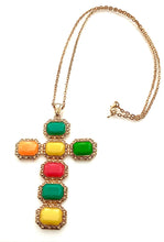 Load image into Gallery viewer, Neon Rainbow Cross Pendant Necklace
