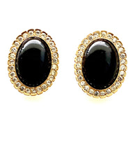 Load image into Gallery viewer, Clip On Vintage Black and Diamanté Earrings
