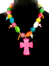 Load image into Gallery viewer, Pink Boho across and Bead Necklace
