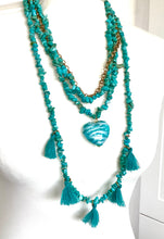 Load image into Gallery viewer, Layered Turquoise Bead Tassel Necklace

