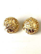 Load image into Gallery viewer, Clip On Gold Vintage Embossed Earrings
