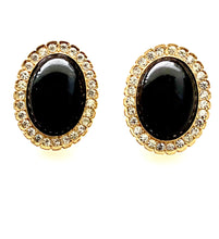 Load image into Gallery viewer, Clip On Vintage Black and Diamanté Earrings
