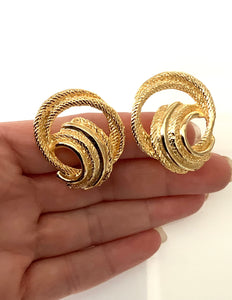 Clip On Vintage Gold Swirl Earrings