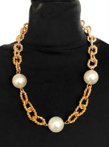 Vintage Gold Chain and Pearl Necklace