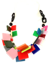 Load image into Gallery viewer, Multi-Coloured Abstract Acrylic Statement Necklace
