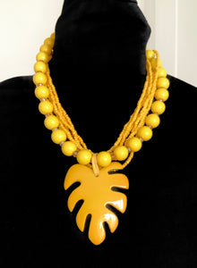 Yellow Acrylic Leaf Necklace
