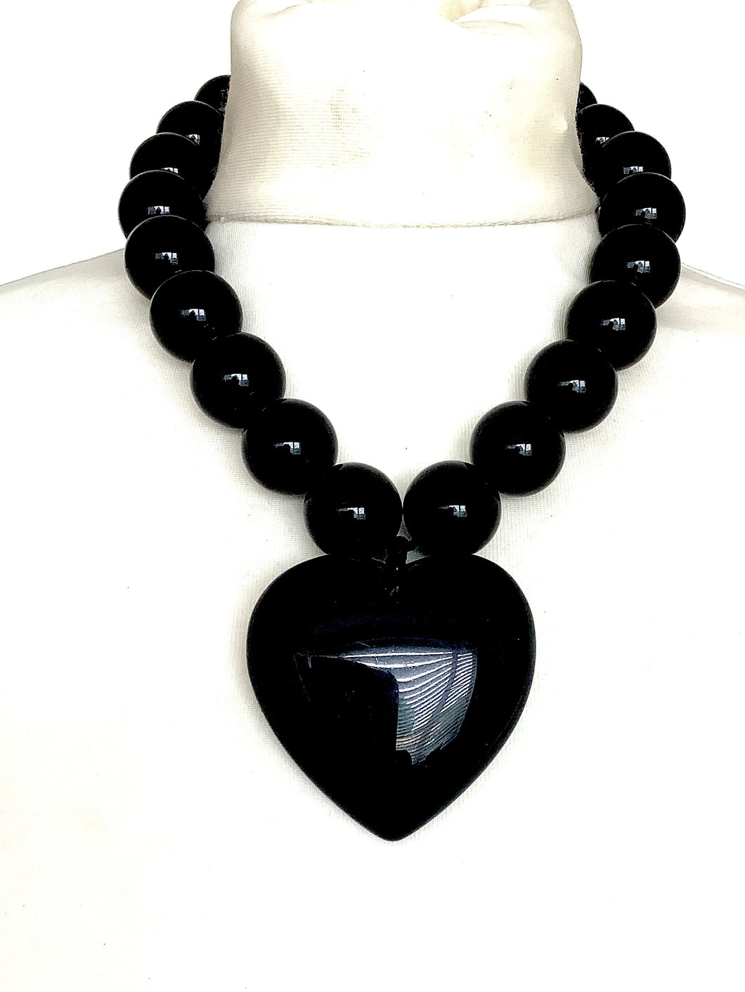 Chunky Black Acrylic Heart Necklace