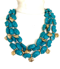 Load image into Gallery viewer, Teal and Gold Fish Charm Necklace

