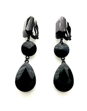 Load image into Gallery viewer, Clip On Black Teardrop Earrings
