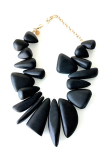 Chunky Black Abstract Statement Necklace