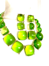 Load image into Gallery viewer, Green Jewelled Necklace and Earrings Set
