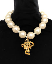 Load image into Gallery viewer, Chunky Pearl and Cross Necklace
