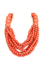 Load image into Gallery viewer, Orange Wooden Bead Statement Necklace
