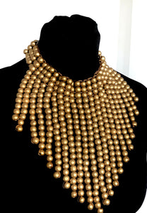 Gold Bead Statement Necklace