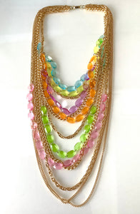 Pastel Bead and Chain Necklace