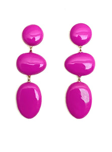 Pink Enamel Three Tier Earrings