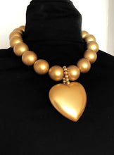 Load image into Gallery viewer, Chunky Gold Bead and Heart Statement Necklace
