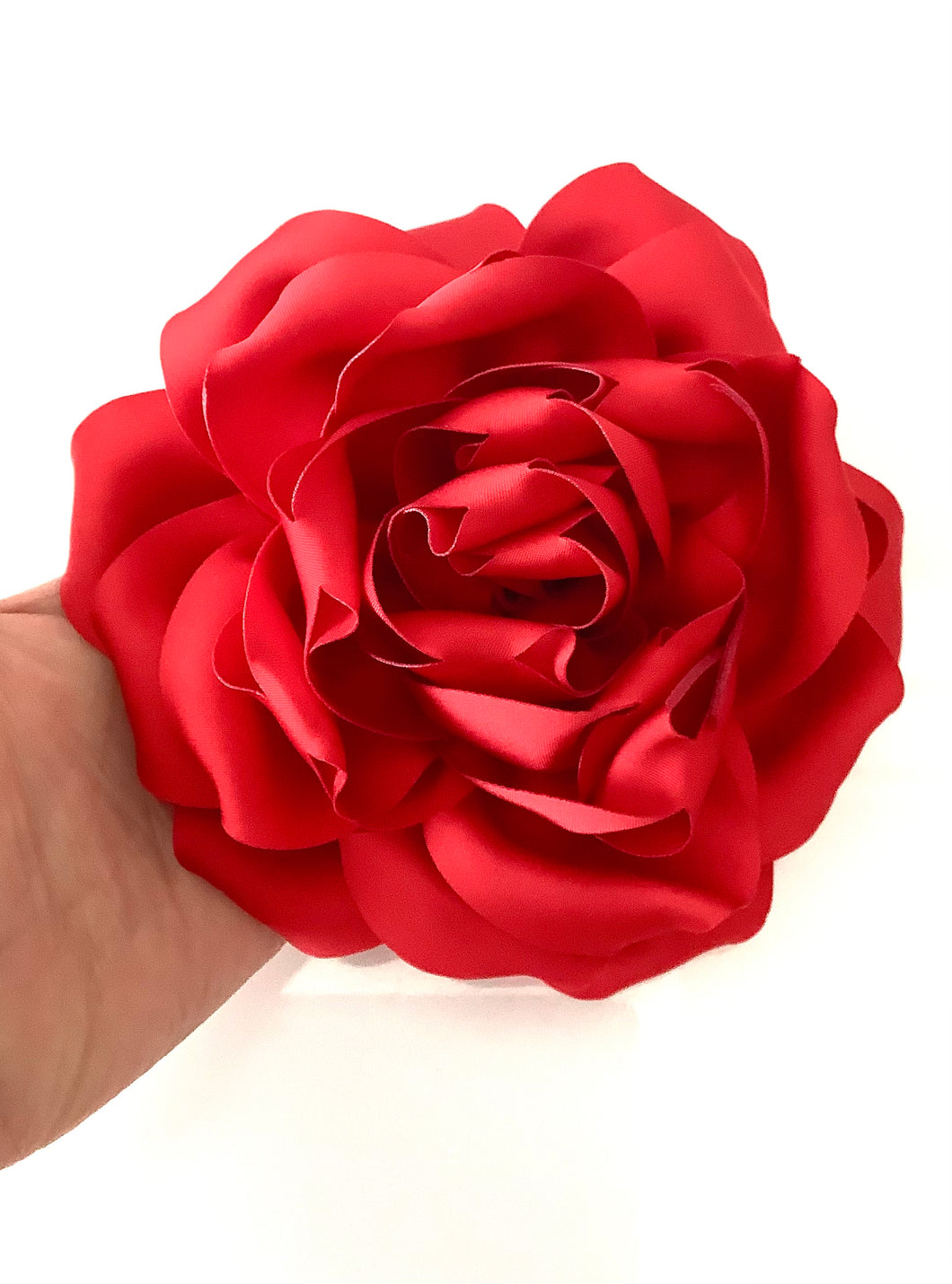 Red Satin Flower Corsage Brooch