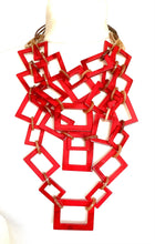 Load image into Gallery viewer, Red Layered Acrylic Abstract Necklace
