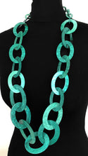 Load image into Gallery viewer, Long Teal Acrylic Chain Necklace
