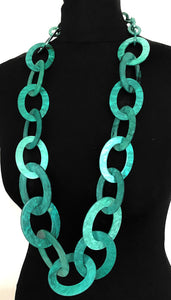 Long Teal Acrylic Chain Necklace