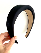 Load image into Gallery viewer, Black Satin Padded Headband
