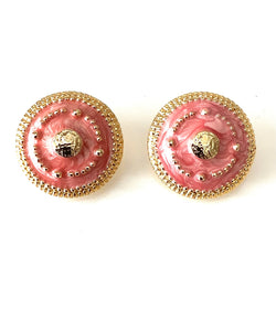 Clip On Vintage Pink and Gold Earrings