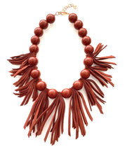 Load image into Gallery viewer, Rust Suede Fringe Necklace
