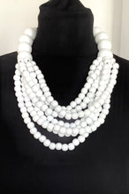 Load image into Gallery viewer, Chunky White Wooden Bead Statement Necklace
