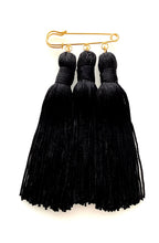 Load image into Gallery viewer, Black Triple Tassel Brooch
