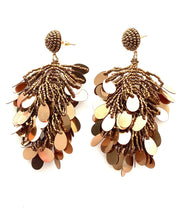 Load image into Gallery viewer, Gold Bead and Sequin Earrings
