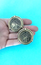 Load image into Gallery viewer, Clip On Vintage Gold Coin Earrings
