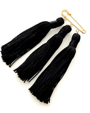 Load image into Gallery viewer, Black Triple Tassel Brooch
