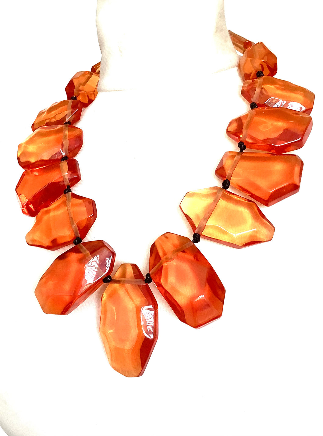 Orange Abstract Acrylic Statement Necklace