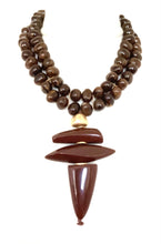 Load image into Gallery viewer, Brown Resin Tribal Style Necklace
