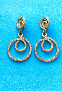 Clip On Gold Vintage Spiral Earrings