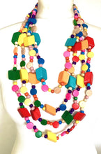 Load image into Gallery viewer, Multi-Coloured Wooden Layered Necklace
