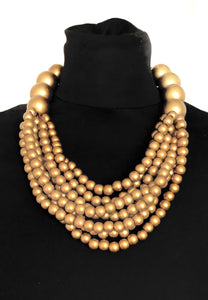 Chunky Gold Wooden Bead Necklace