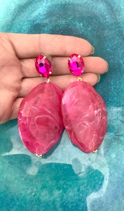 Pink Acrylic Bead Earrings