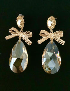 Gold Bow Statement Earrings
