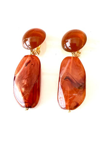 Clip On Amber Acrylic Bead Earrings