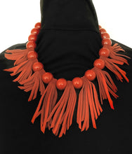 Load image into Gallery viewer, Rust Suede Fringe Necklace
