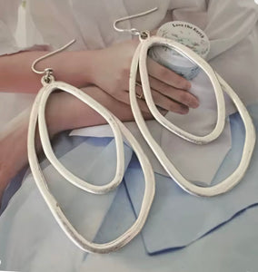 Silver Double Hoop Earrings