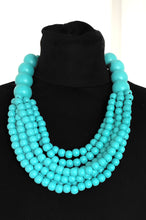 Load image into Gallery viewer, Chunky Turquoise Wooden Bead Necklace
