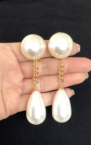 Faux Pearl Teardrop Statement Earrings