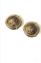 Load image into Gallery viewer, Clip On Vintage Gold Coin Earrings
