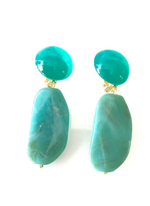 Clip On Aqua Acrylic Bead Earrings
