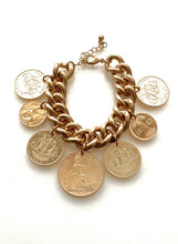 Load image into Gallery viewer, Chunky Gold Coin Charm Bracelet
